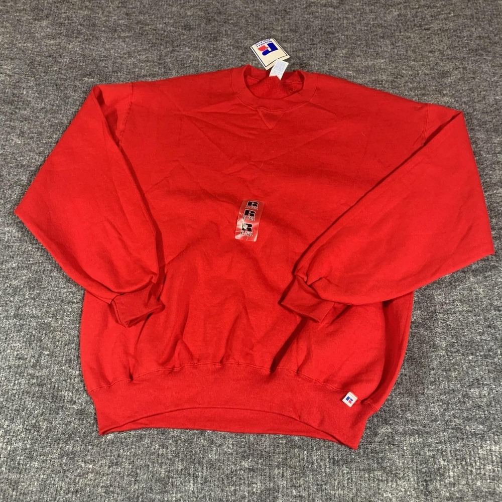 Russell Athletic Sweatshirt Mens XLT Red Pullover Heavyweight Fleece Crewneck